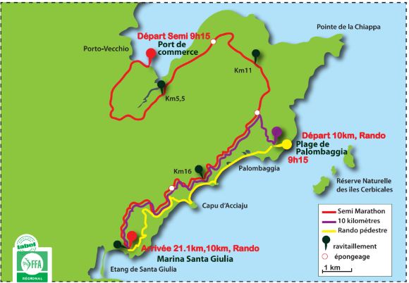 Les parcours du semi de Porto Vecchio 2016