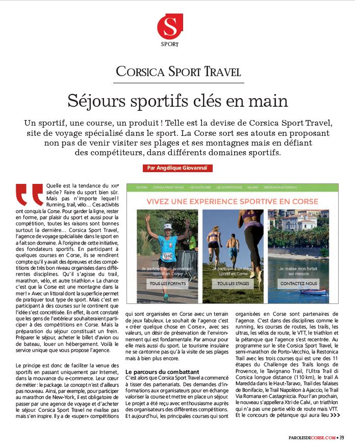 Corsica Sport Travel dans Paroles de Corse